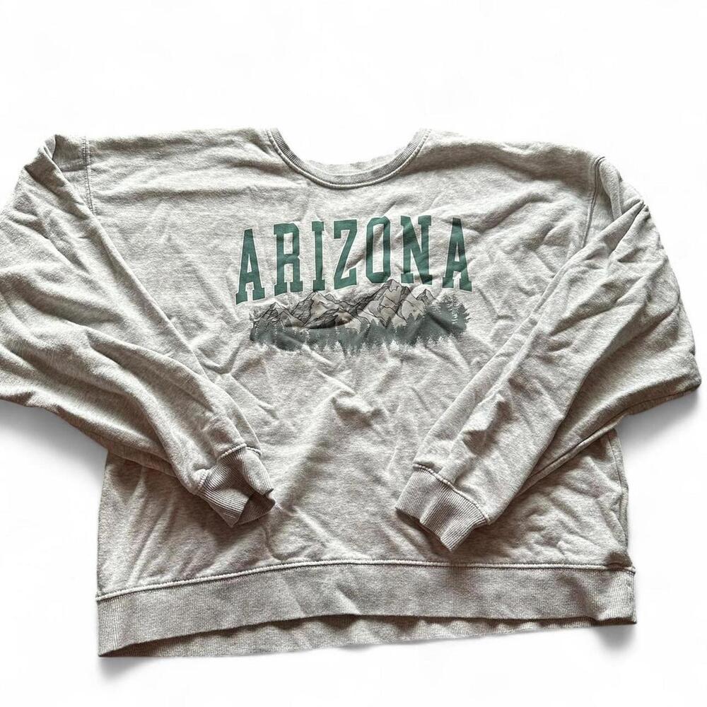 Cotton On Gray 'Arizona' Graphic Sweatshirt with Teal Print